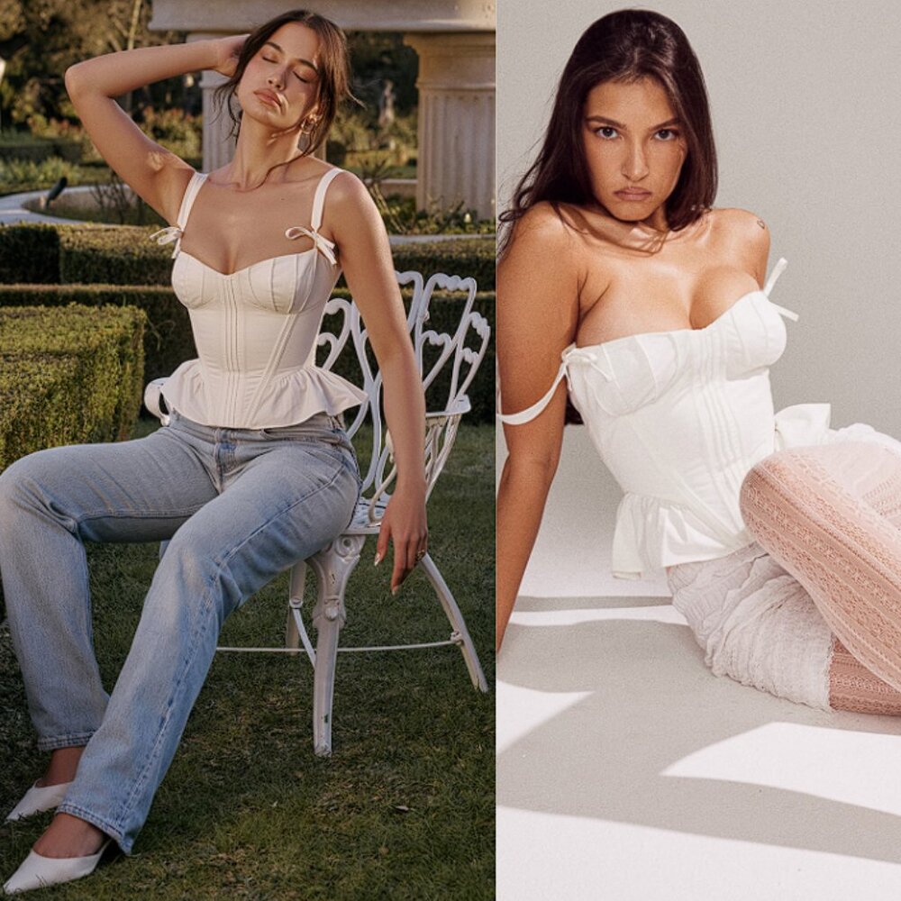 HOUSE OF CB 'Gigou' White Peplum Cotton Corset NWOT